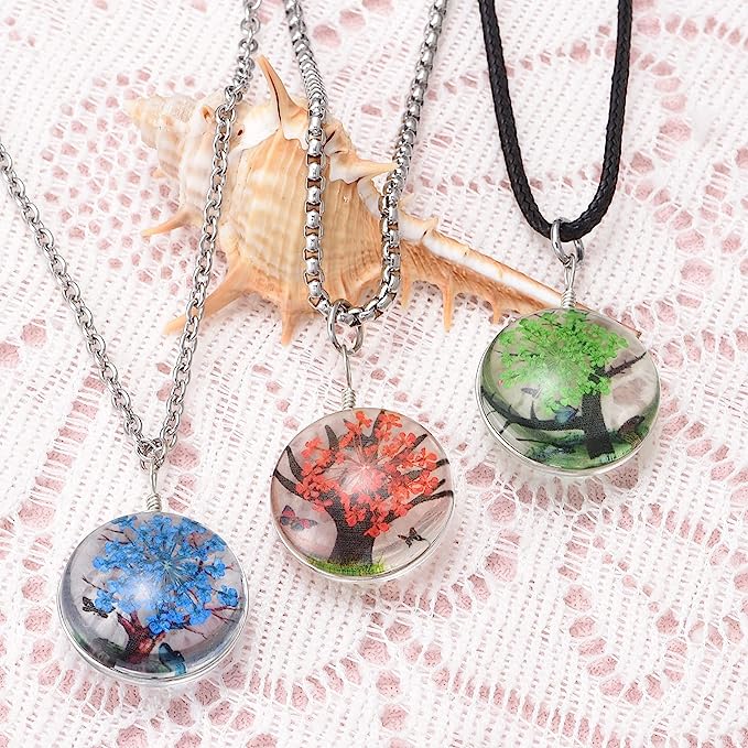 Dried Flower Glass Pendant