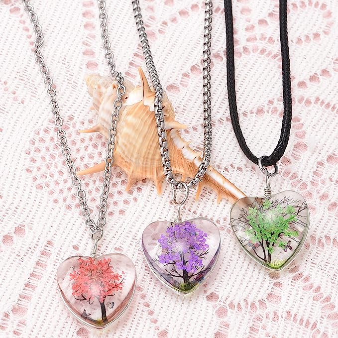 Dried Flower Glass Pendant