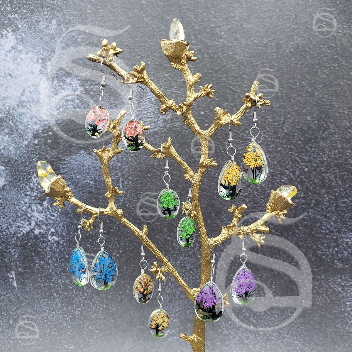Dried Flower Glass Earrings
