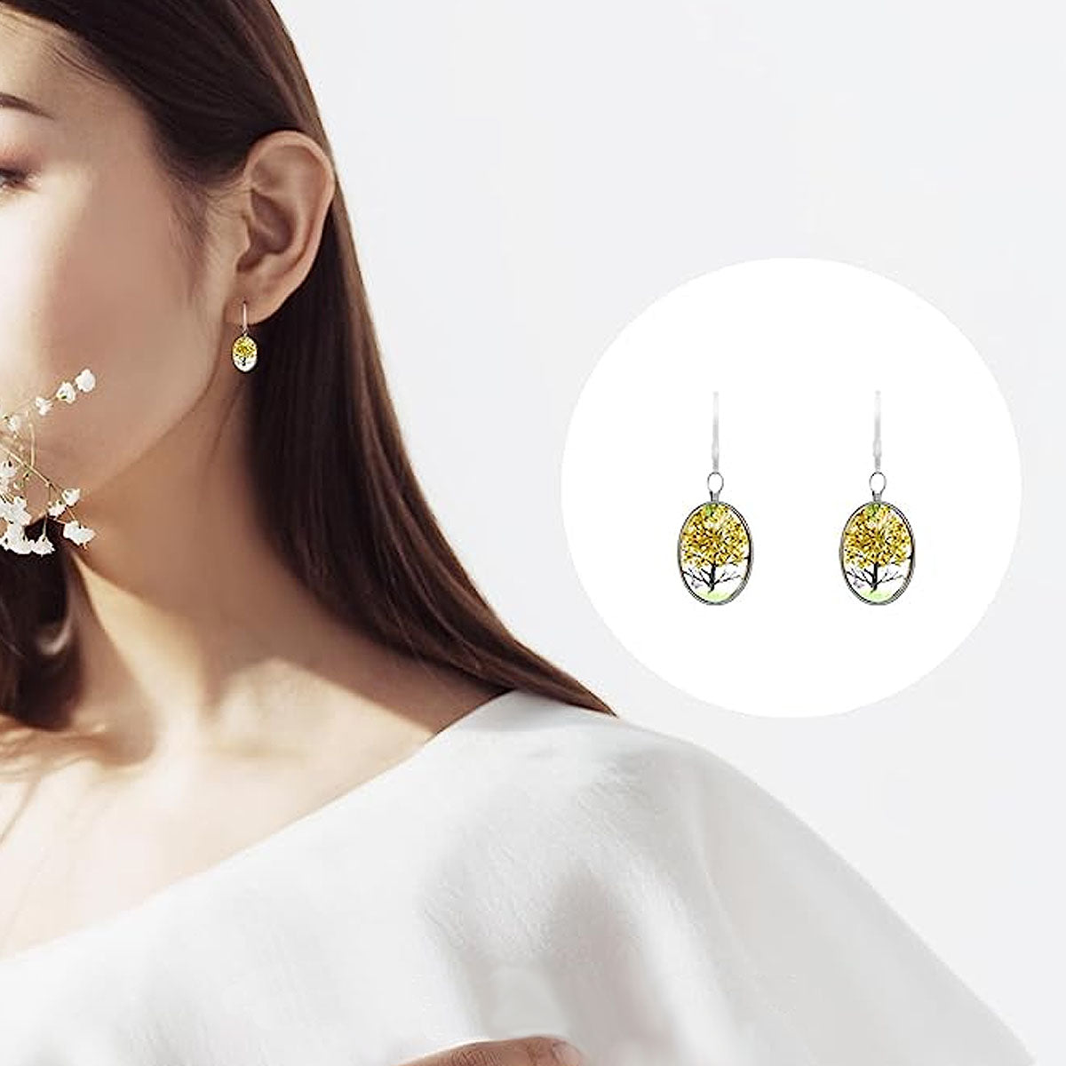 Dried Flower Glass Earrings