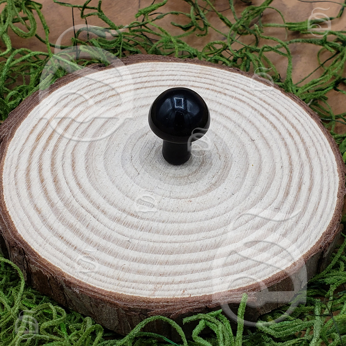 Stone Mushroom - Obsidian, Black