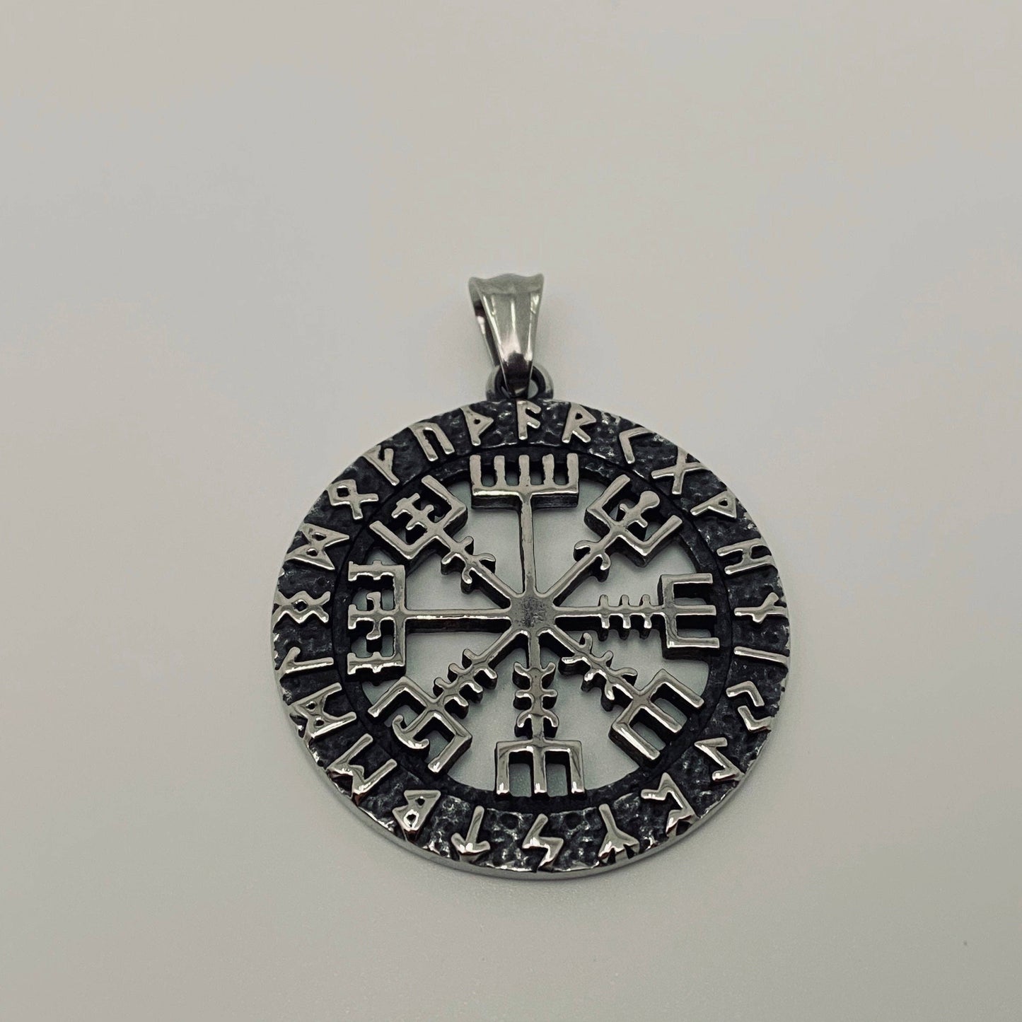 Viking Vegvísir & Rune Pendant (Stainless Steel)