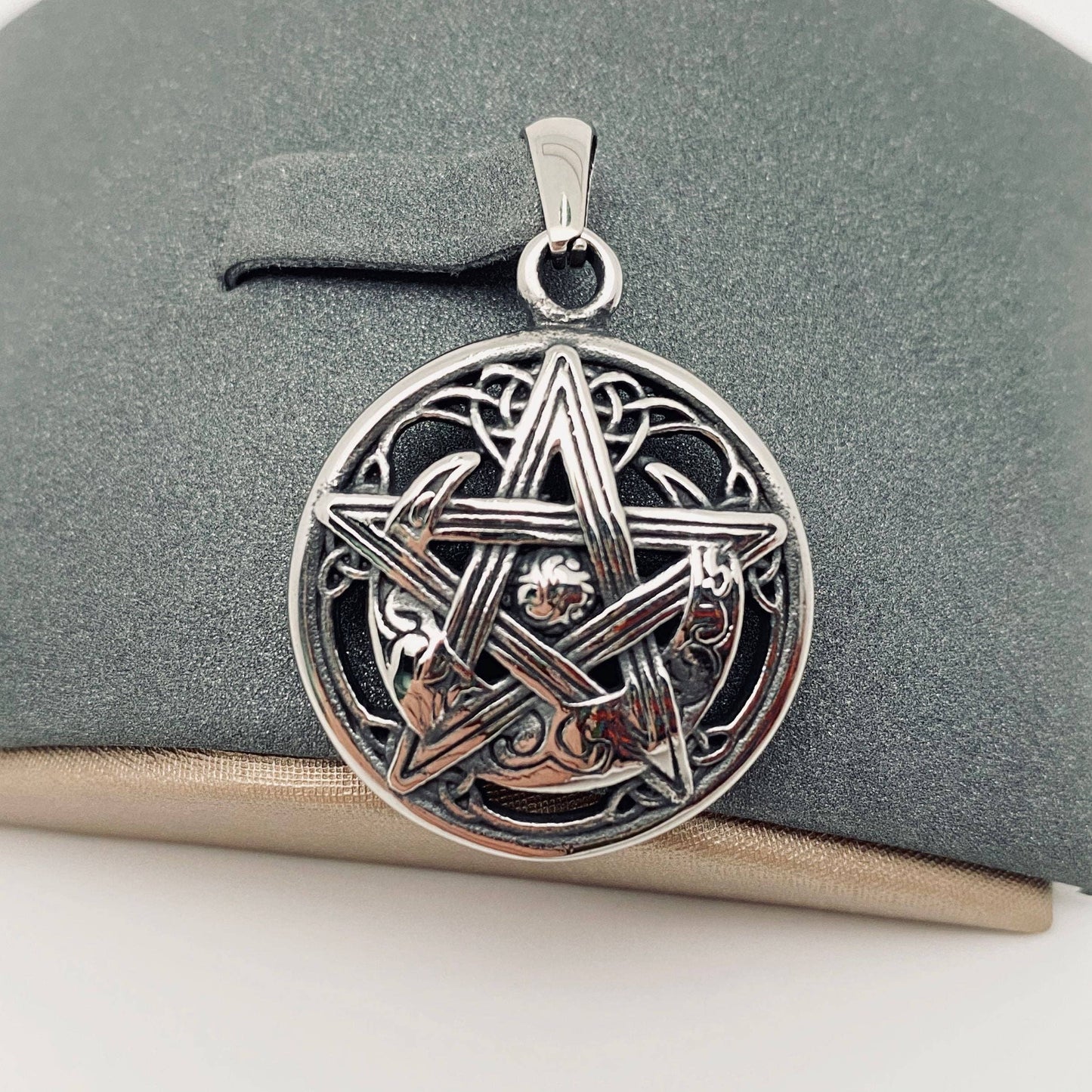 Pentagram & Moon Pendant (Stainless Steel)