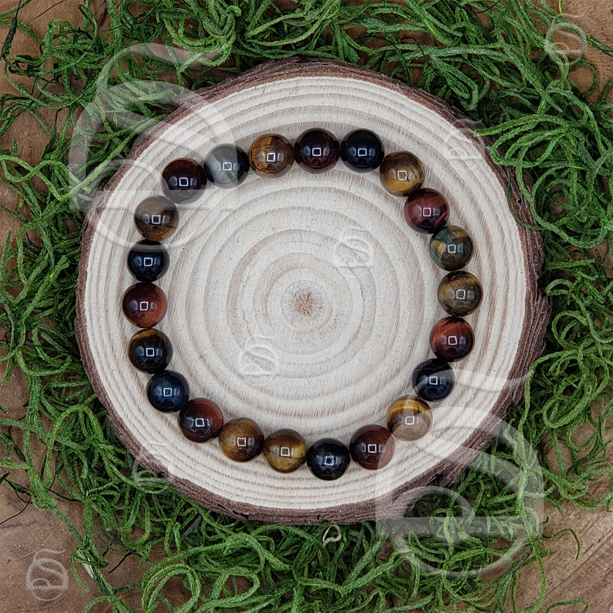 Tri-Color Tigereye Bead Bracelet
