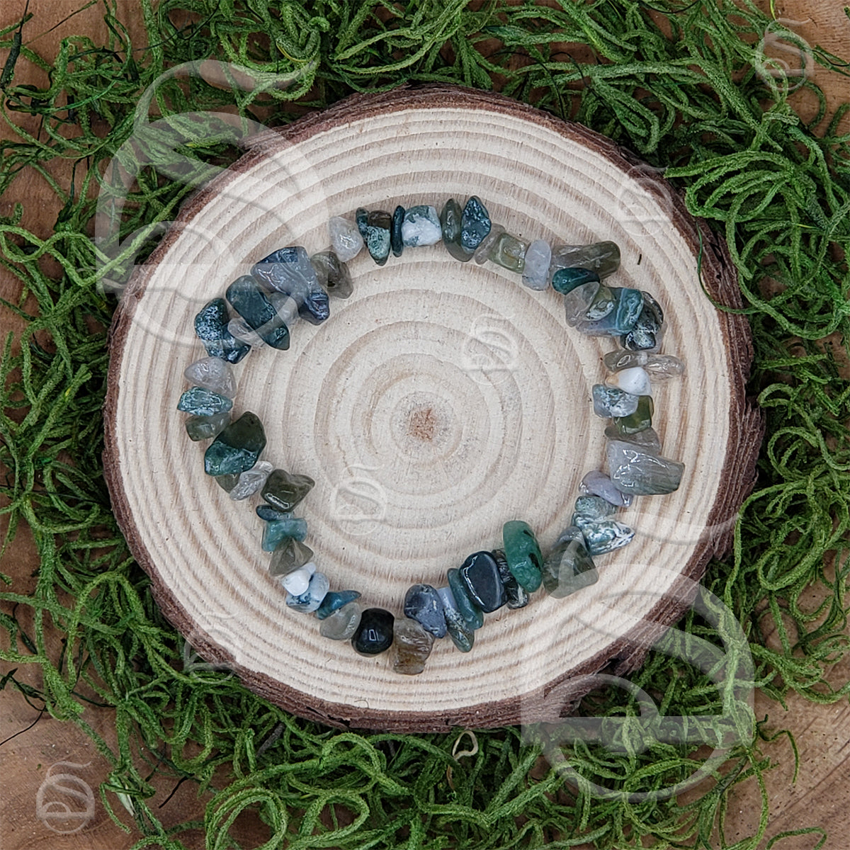 Moss Agate Chip Bracelet