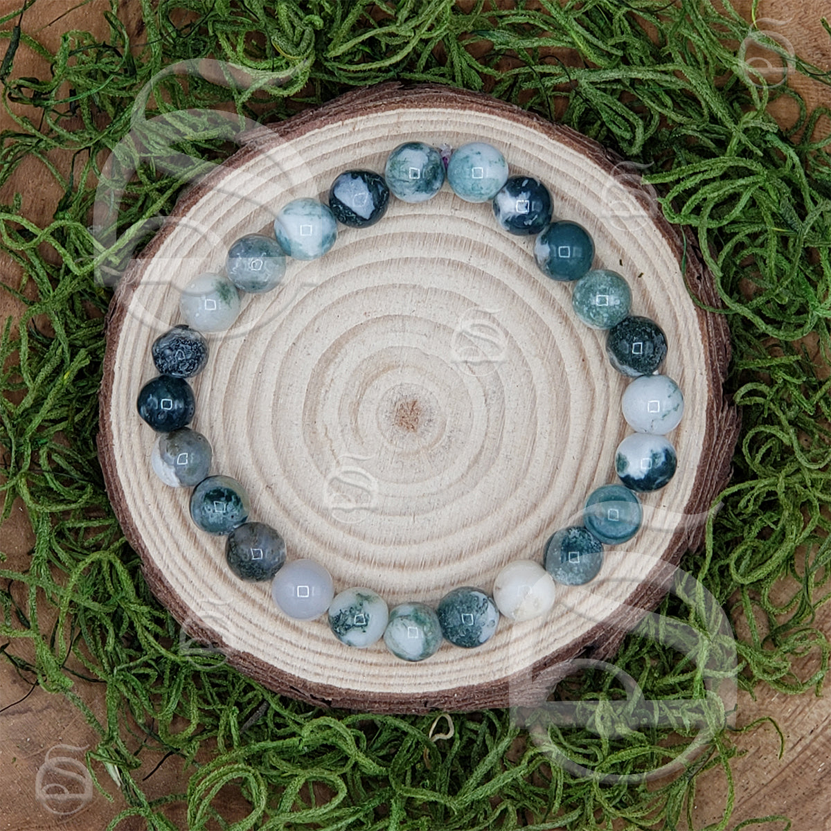Tree Agate Bead Bracelet