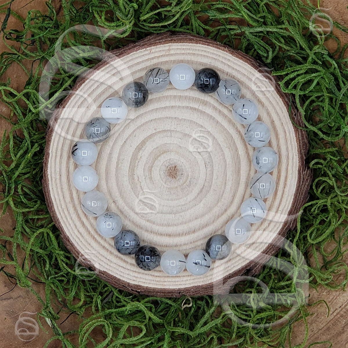 Tourmalated Quartz Bead Bracelet