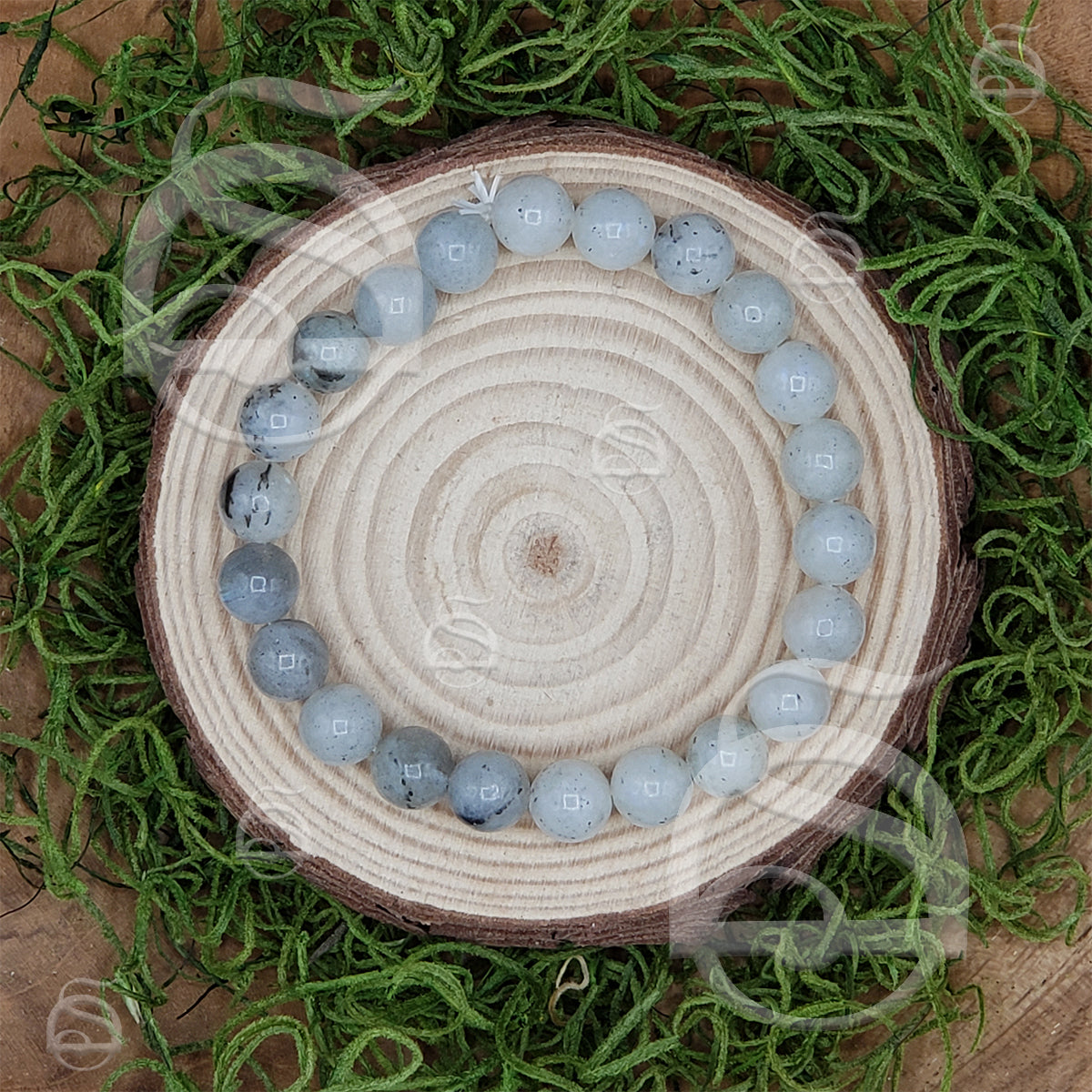 White Rainbow Moonstone Bead Bracelet