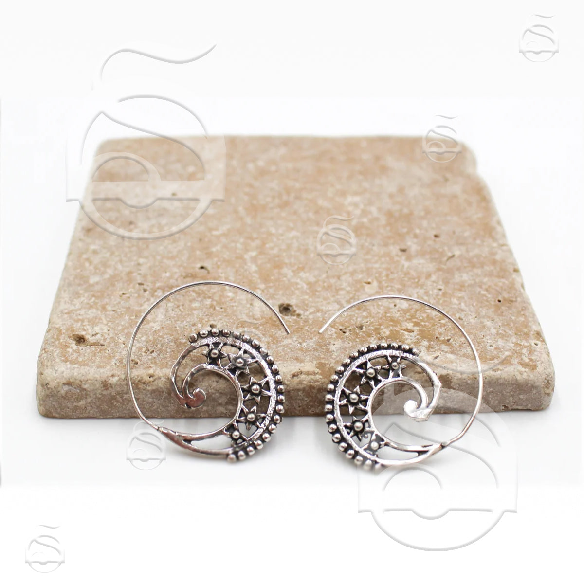 Star Spiral Hoop Earrings