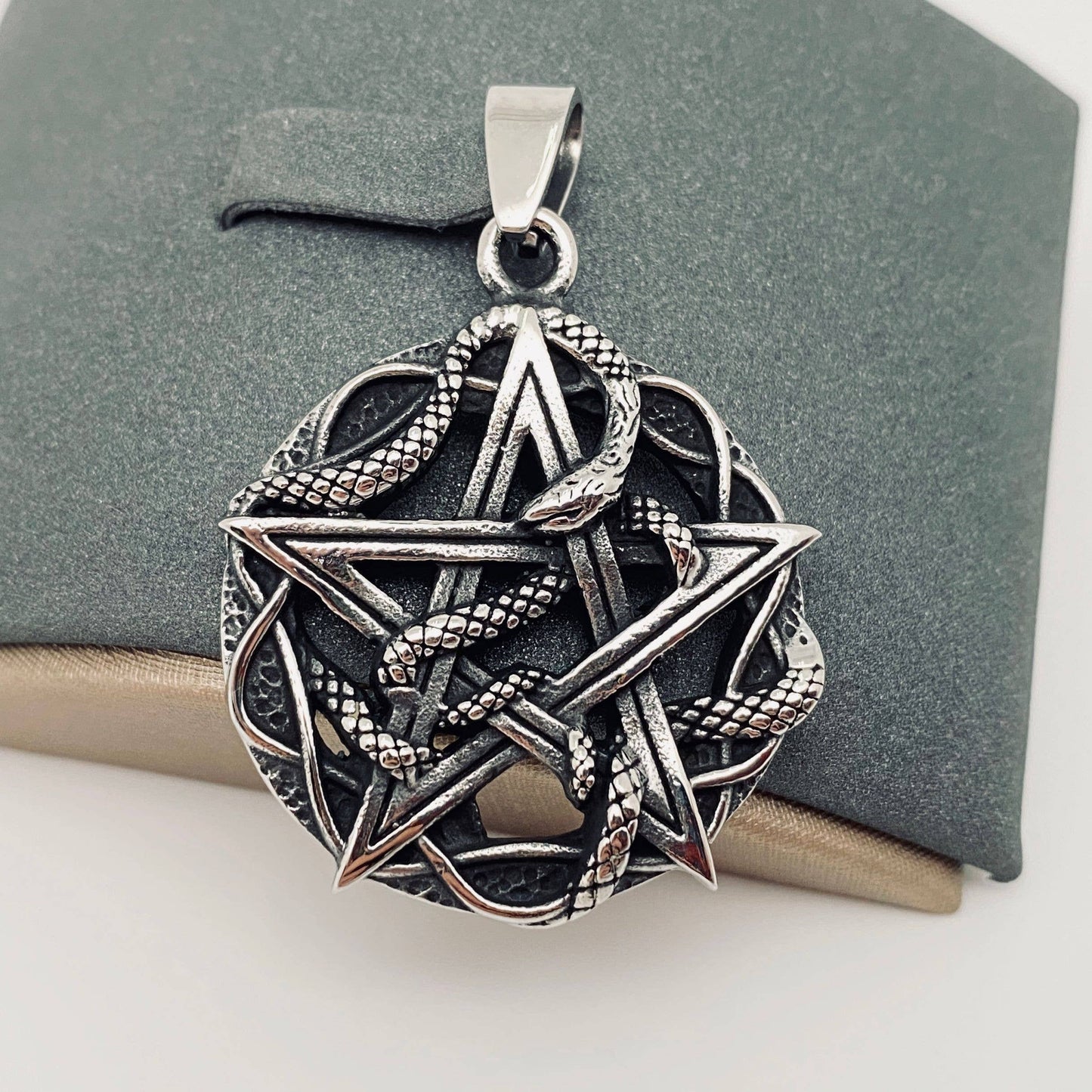 Serpent & Pentagram Pendant (Stainless Steel)