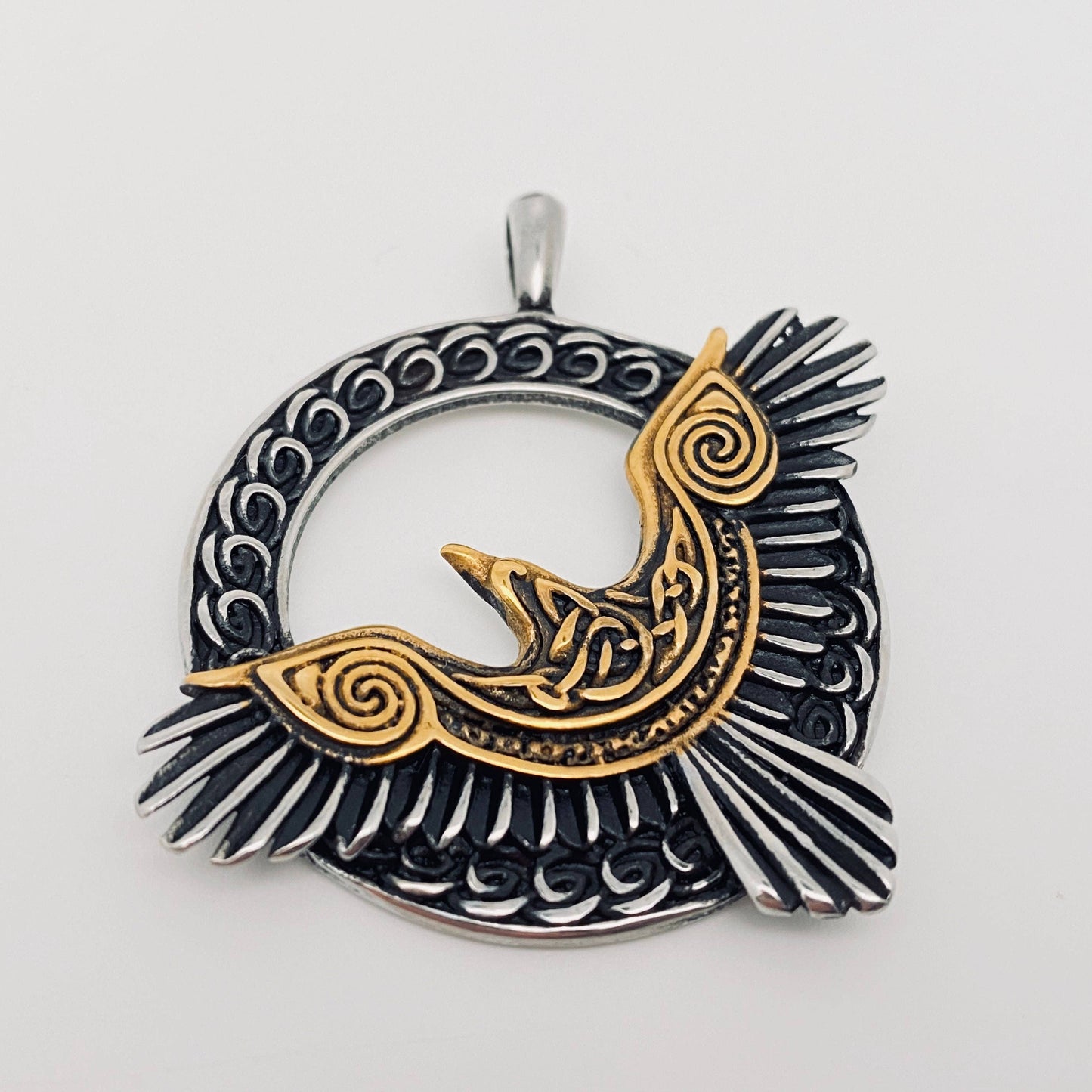 Odin's Raven Pendant 2-Toned (Stainless Steel)