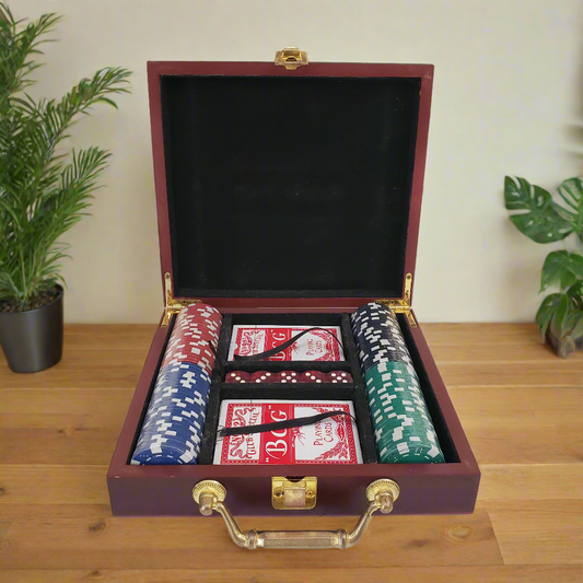 Rosewood Gift Box Poker with Chips