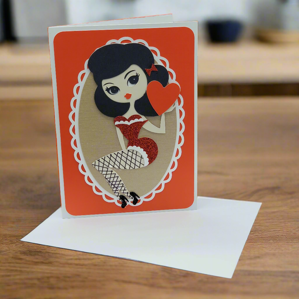 Handmade Greeting Card - Pin-up Girl