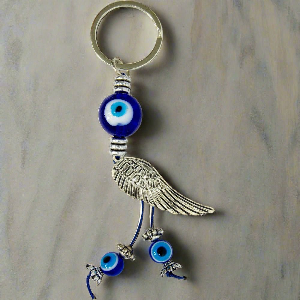 Evil Eye Angel Wing Keyring