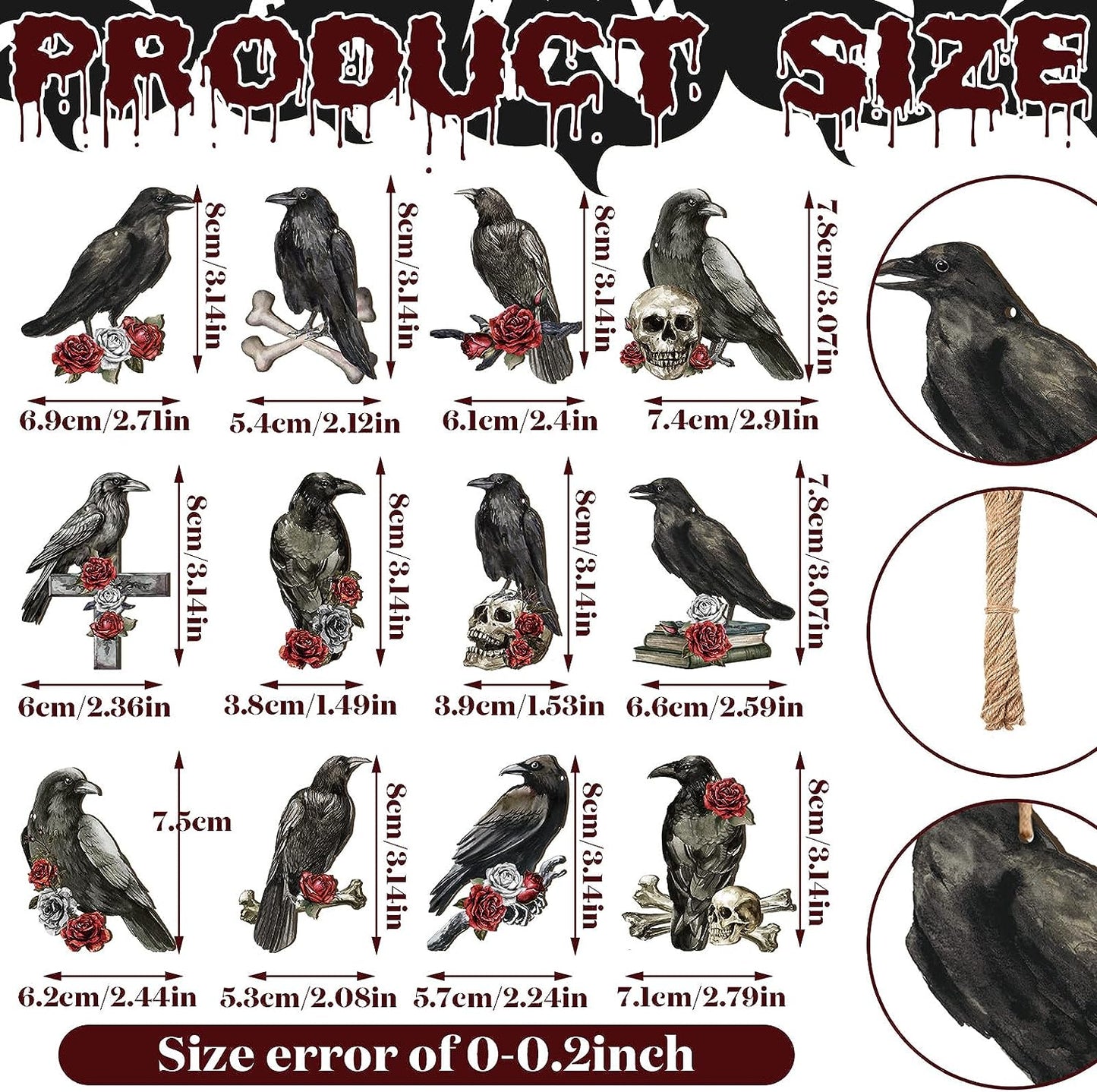 Crow Wooden Ornaments