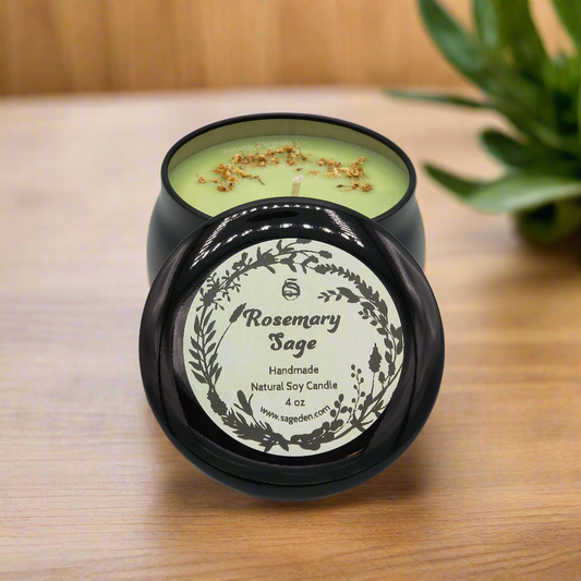 Rosemary Sage Handmade Soy Candle by Sage Den