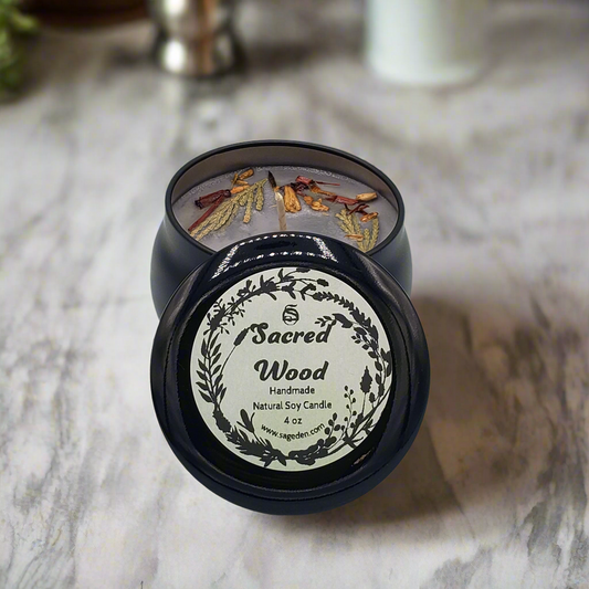 Sacred Wood Soy Candle Handmade by Sage Den