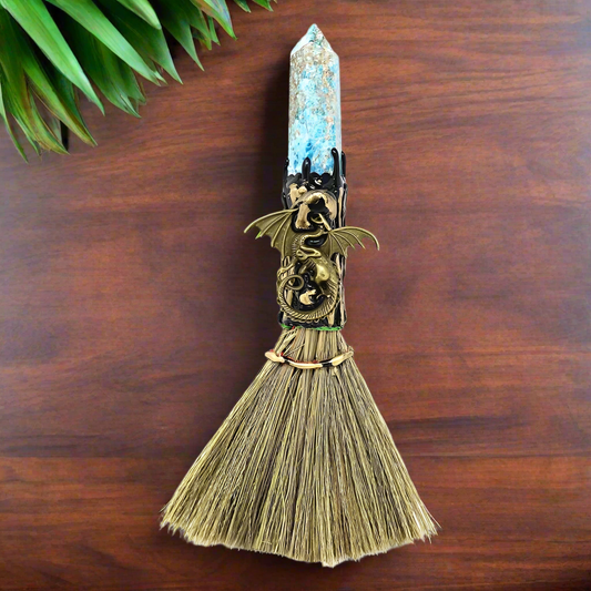 Dragon Altar Broom with Blue Apatite