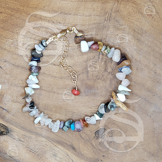 Mixed Stones Chip Bracelet with Clasp