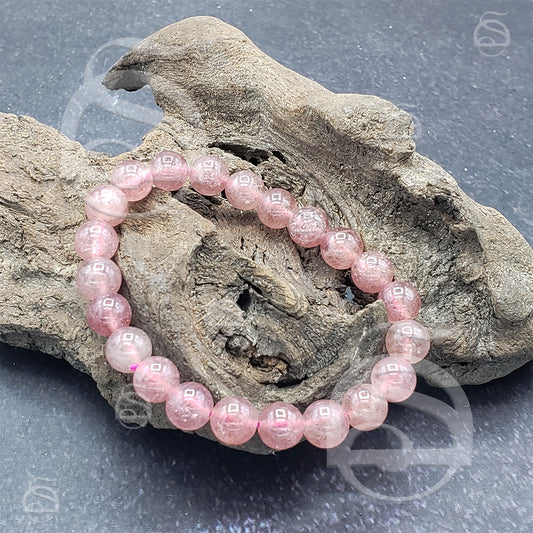 Quartz, Strawberry Bead Bracelet