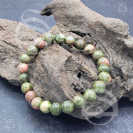 Unakite Bead Bracelet