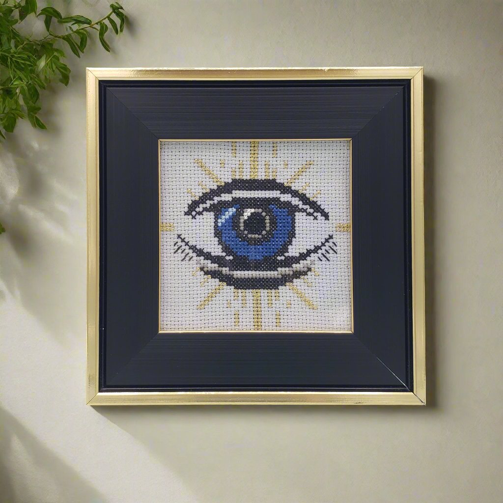 Majestic Evil Eye Stitched Art Framed