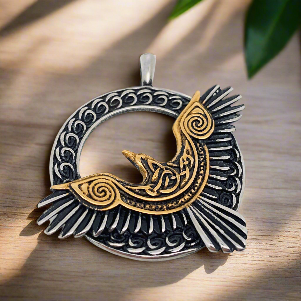 Odin's Raven Viking Pendant 2-Toned