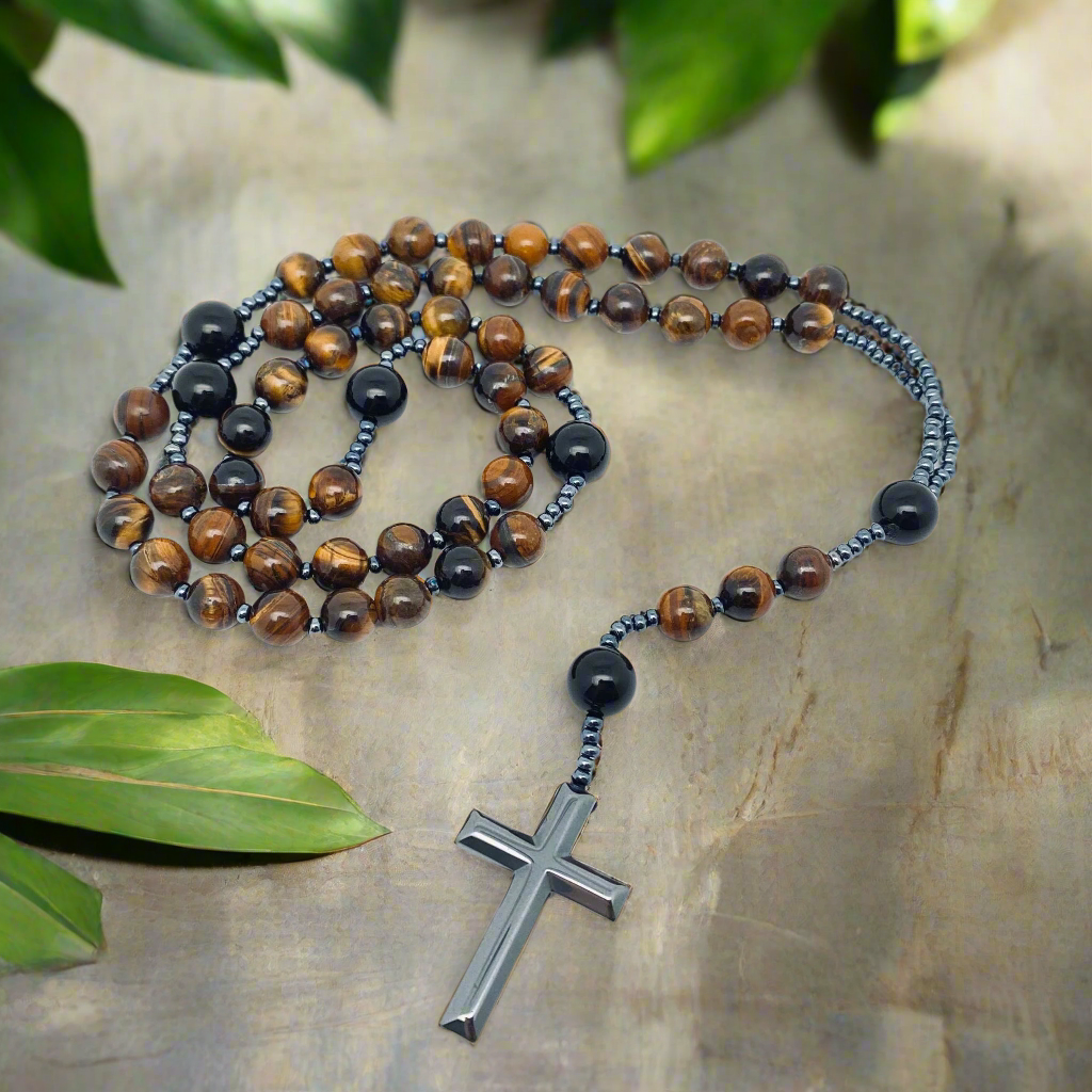 Rosary with Tigerseye, Agate and Ironstone