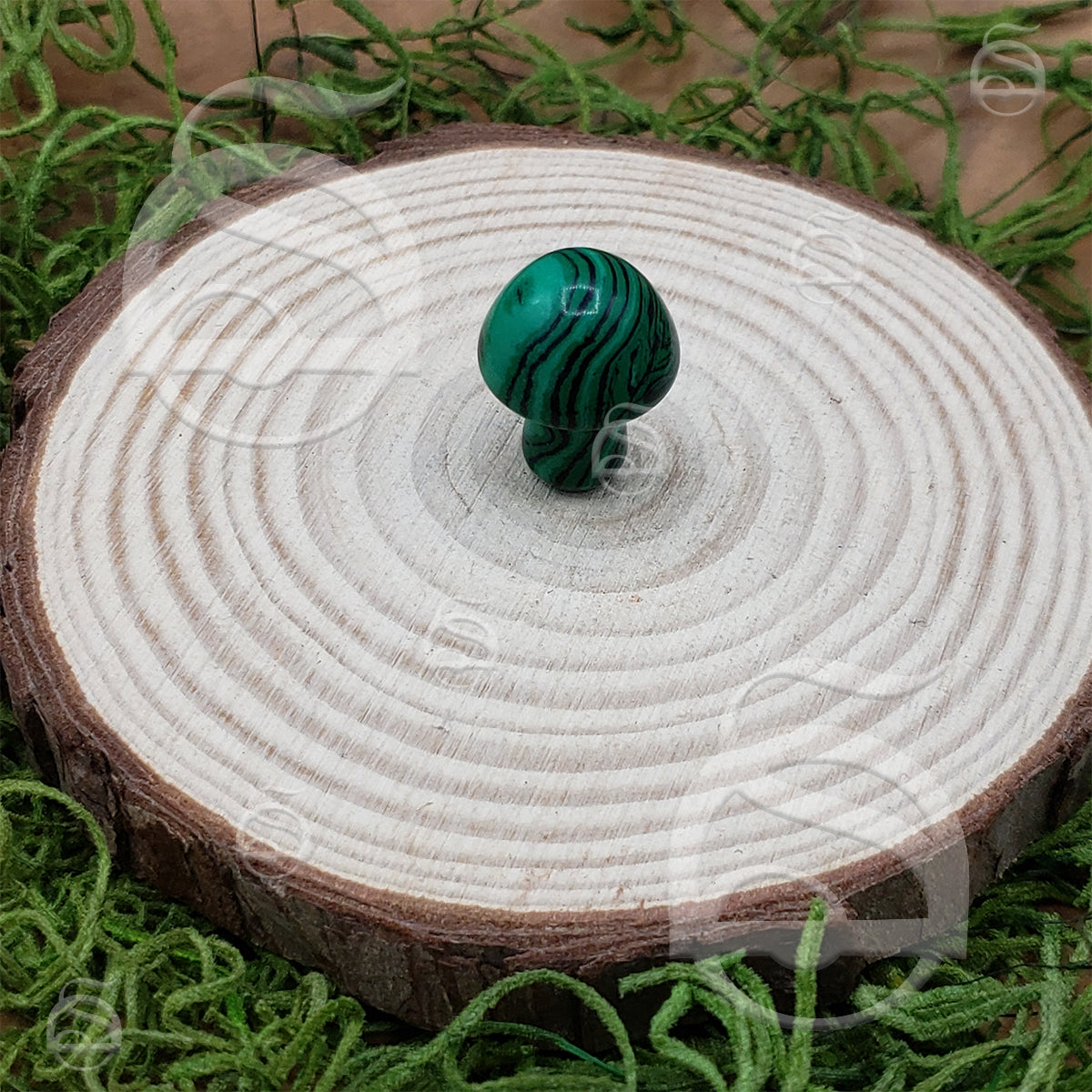Stone Mushroom - Malachite - Imitation (Dyed Banded Agate)
