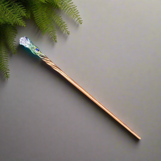 Sapphire Plume Peacock Wand