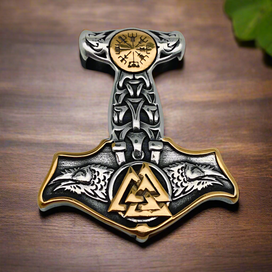 Thor's Hammer Viking Pendant 2-Toned