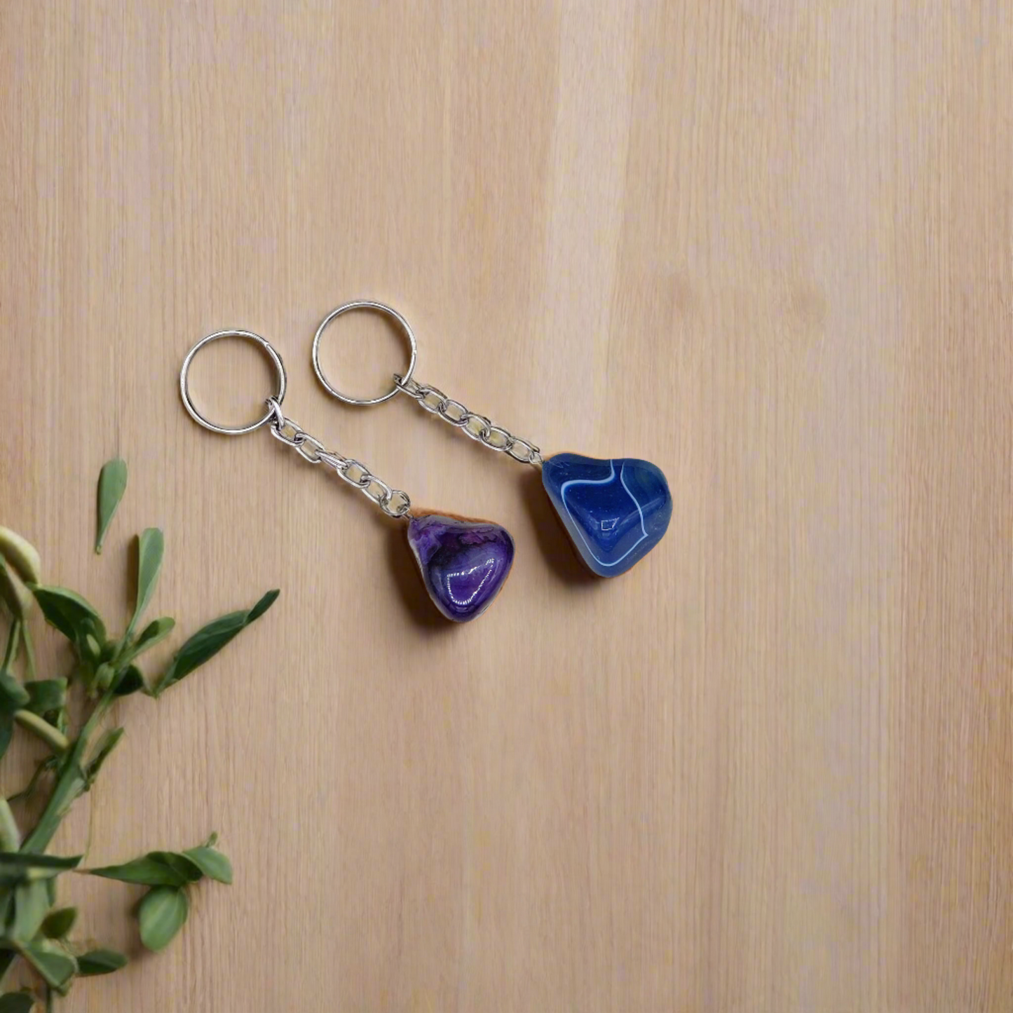 Polished Gemstone Keychain - Agate (Dyed)