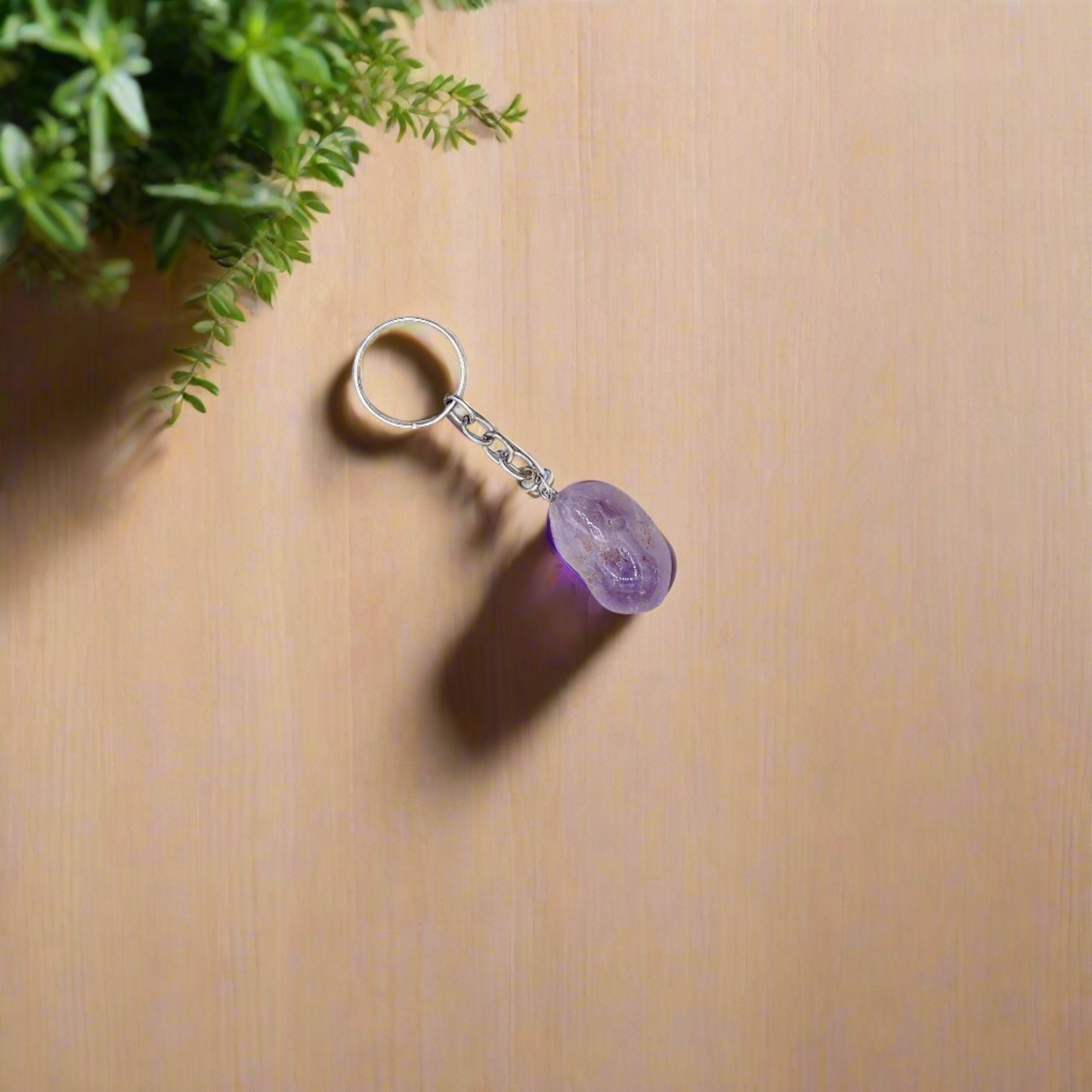 Polished Gemstone Keychain - Amethyst