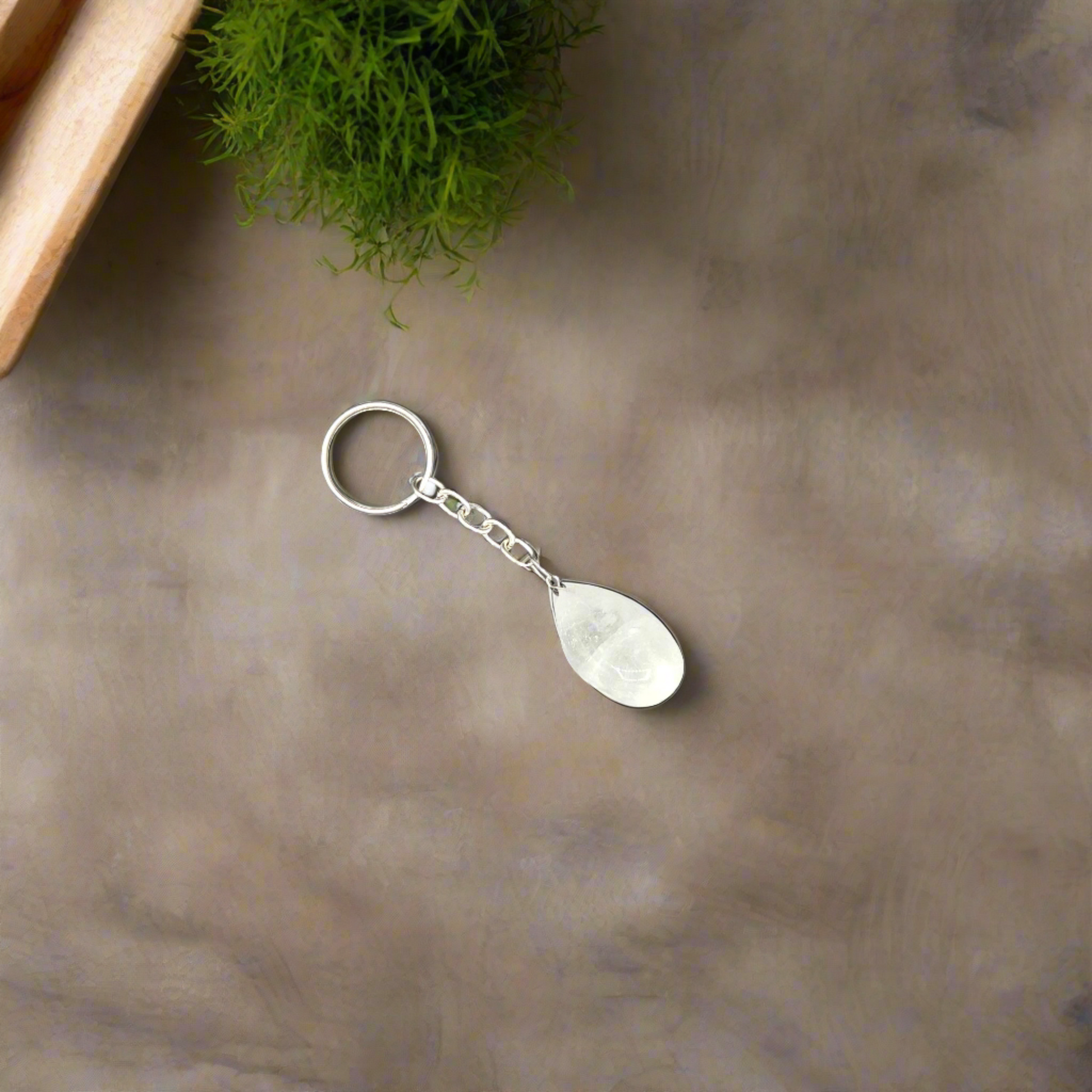 Polished Gemstone Keychain - Clear Quartz