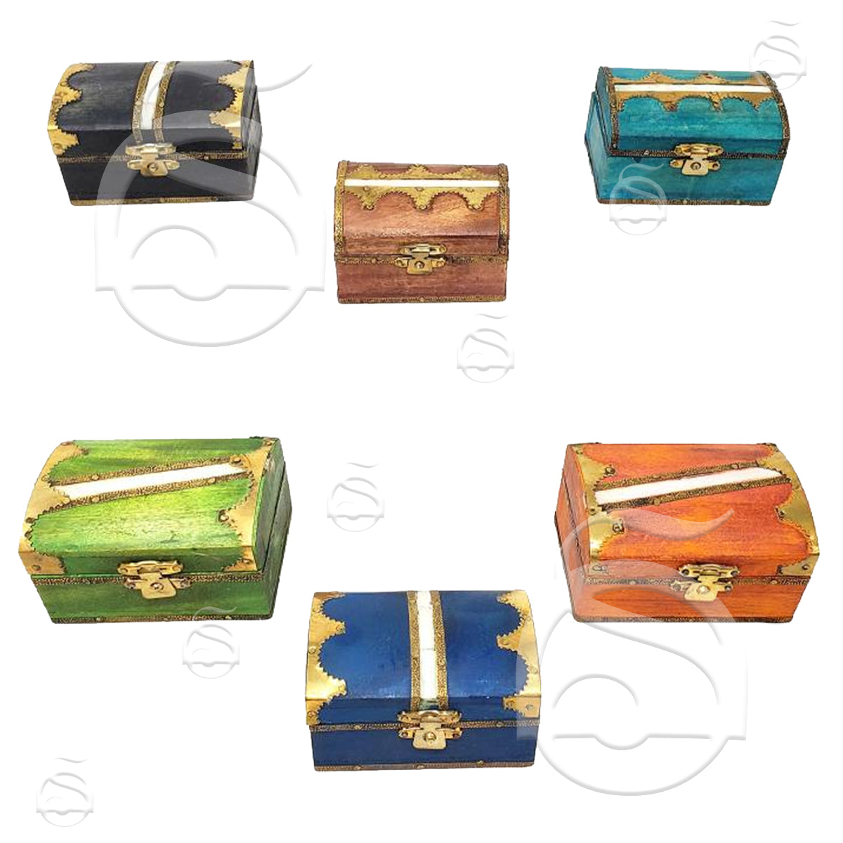 Brass Decorative Wood Box - Assorted Color