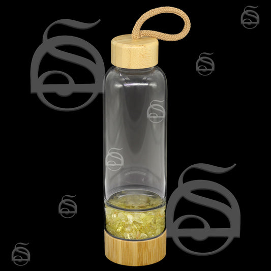 Bamboo Glass Water Bottle With Citrine Gemstones