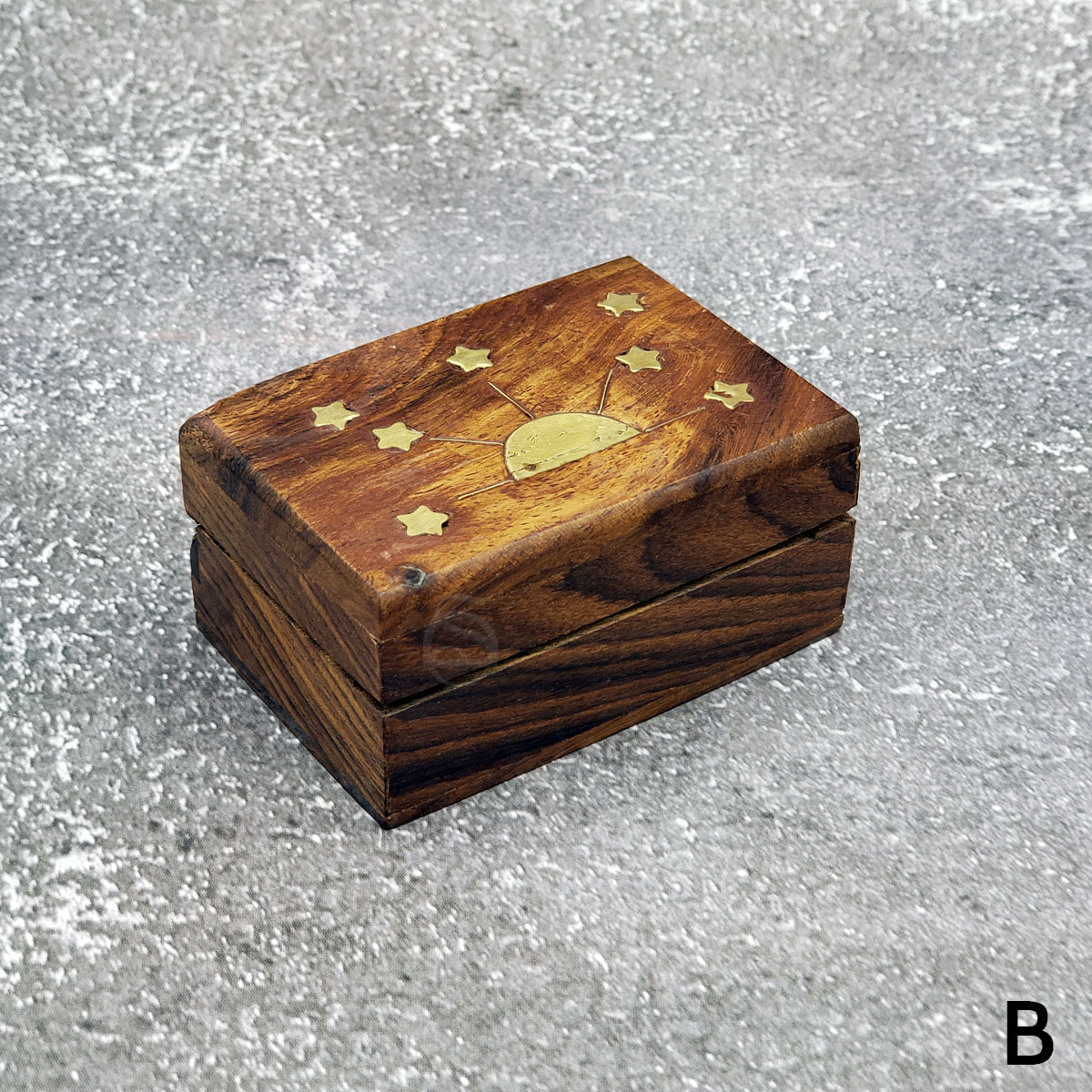 Brass Inlay Wood Box - Celestial